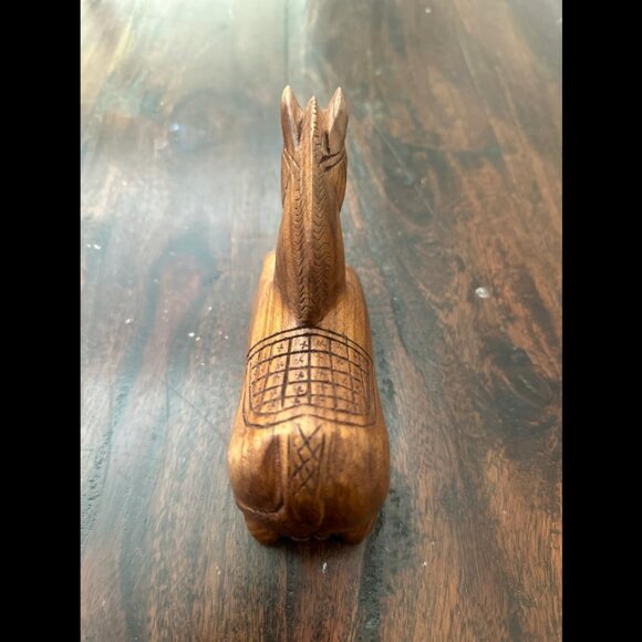 Vintage Hand Carved Wooden Trojan Horse - Picture 5 of 8